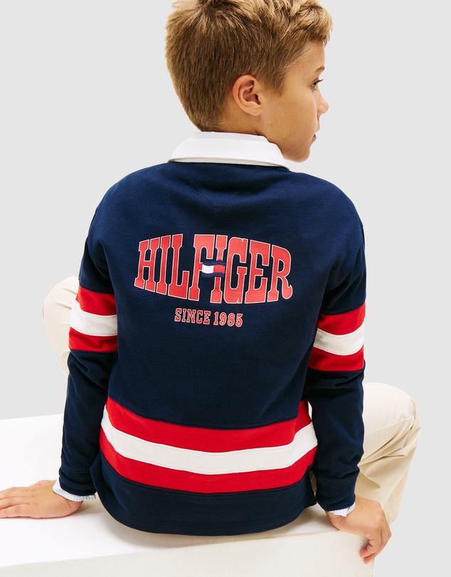 Tommy Hilfiger - Boys Back Graphic Long Sleeve Polo Shirt - Teens