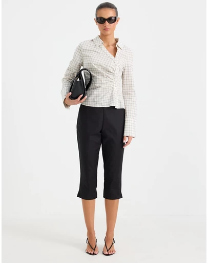 Calli - Caden Check Asymmetrical Button Through Shirt