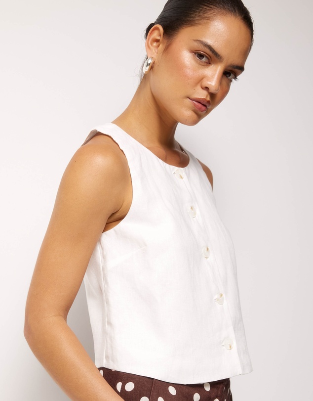 AERE - Linen Button Through Tank