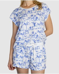 Sant And Abel - Women's Skydog Toile Blue Jersey Short PJ Set