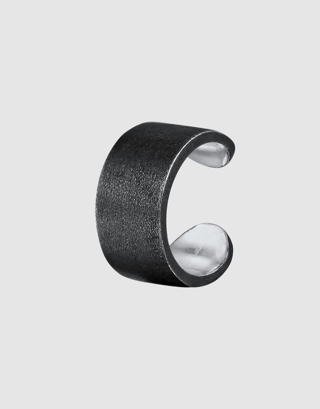 Kuzzoi - ICONIC EXCLUSIVE - Earrings Men Single Earcuff Basic Trend in 925 Sterling Silver Oxidized