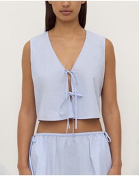 Assembly Label - Havana Stripe Poplin Tie Front Top