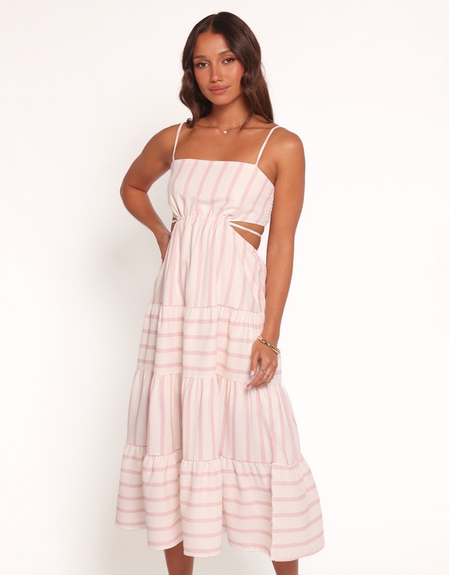 Petal & Pup - Evelin Midi Dress - Pink Stripe