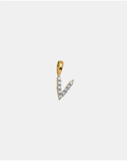 Zoe Olivia - 9K Gold Lab Grown Diamond Initial V Pendant