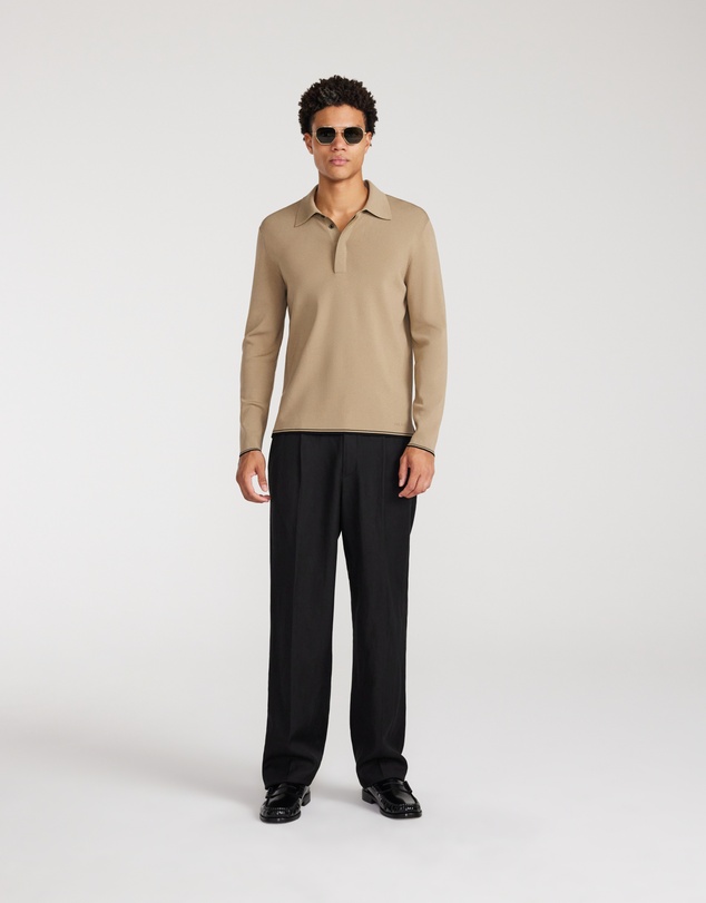 Calibre - Tipped Edge Long Sleeve Polo Sand