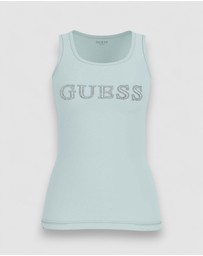 GUESS - Sleeveless Embellished Logo Tank Top