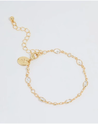 Lovisa - Gold Plated Cubic Zirconia Oval & Round Bracelet
