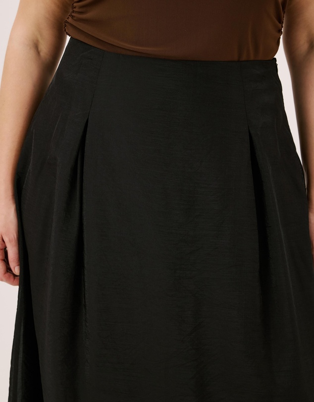 Atmos&Here Curvy - Lila Organza Pink Tuck Midi Skirt