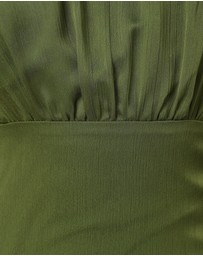 Petal & Pup - Julip Sheer Long Sleeve Maxi Dress - Olive