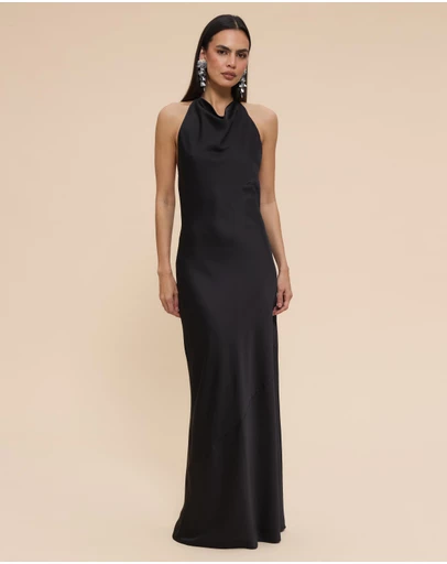CHANCERY - Tanisha High Neck Cowl Maxi Dress