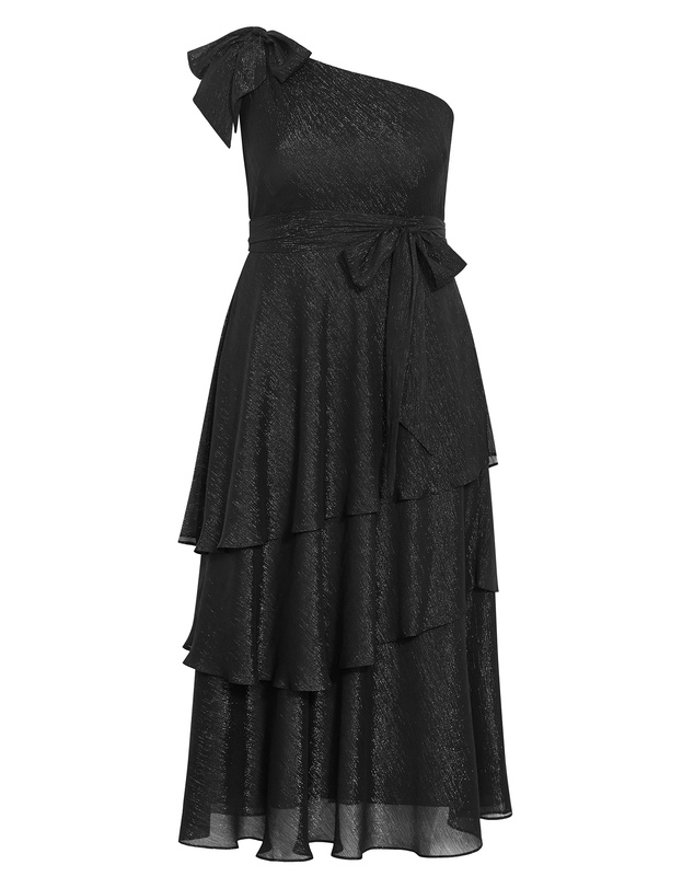 City Chic - Plus size Enchant One Shoulder Maxi Dress - black