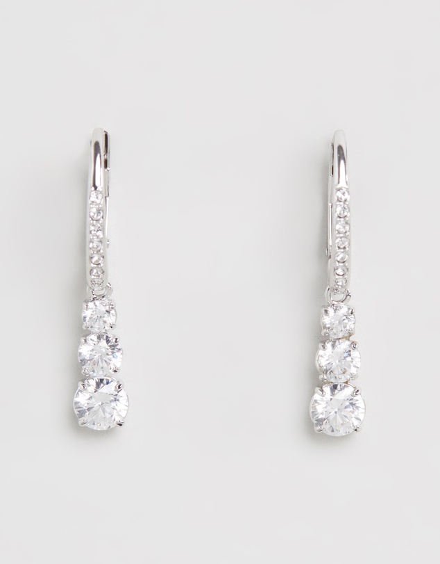 Swarovski - Stilla Attract hoop earrings, Round cut, White, Rhodium plated