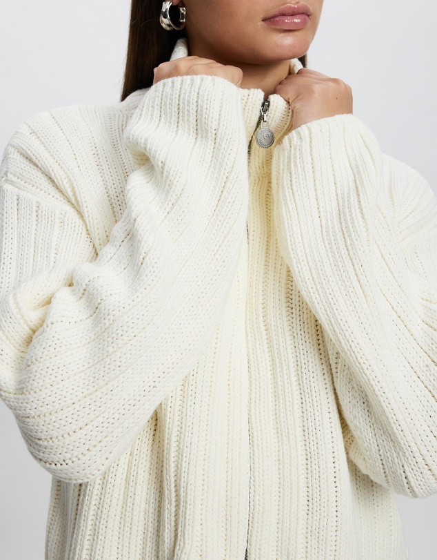 Malbon - Allegra Chunky Golf Knit Zip Up