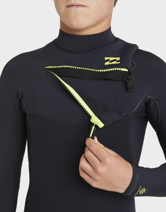 Billabong Kids - Boys 8 to 16 4/3mm Furnace Natural Chest Zip Steamer Wetsuit