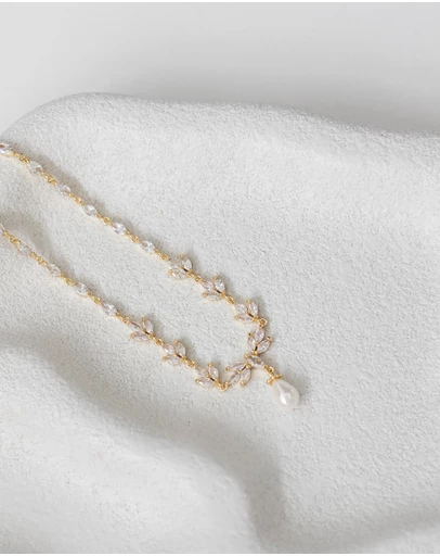 The White Collection - Liliana - Classic Gold Pearl Bridal Necklace