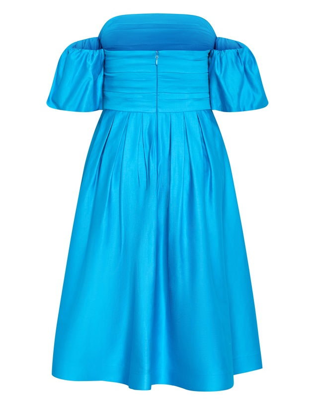City Chic - Plus size Rosalee Puff Sleeve Midi Dress - azure