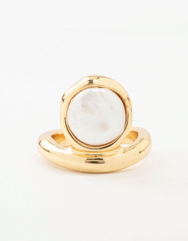 Lovisa - Gold Organic Pearl Band Ring