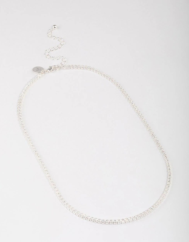 Lovisa - Silver Plated Fine Cubic Zirconia Cupchain Tennis Necklace