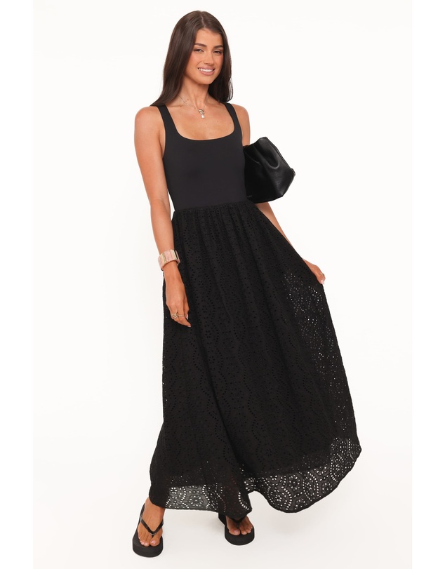 Petal & Pup - Alva Midi Dress - Black Broderie
