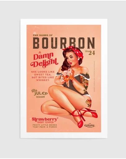 Olive et Oriel - Bourbon Babes Vol 22 Vintage Pinup Girl by The Whiskey Ginger Art Print