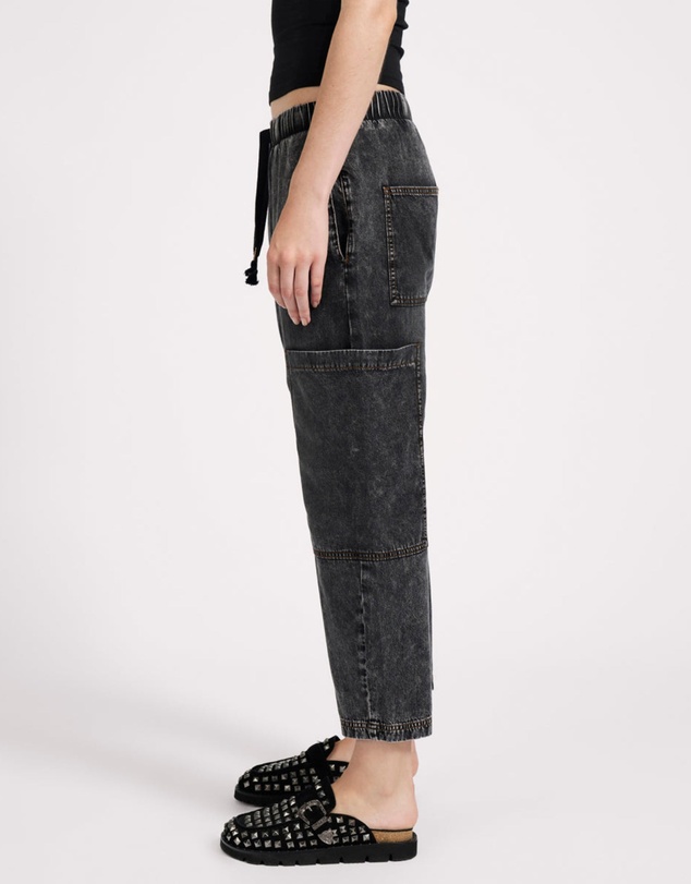 ONE TEASPOON - Isla Low Waist Drawstring Harem Denim Jeans - Charcoal Black