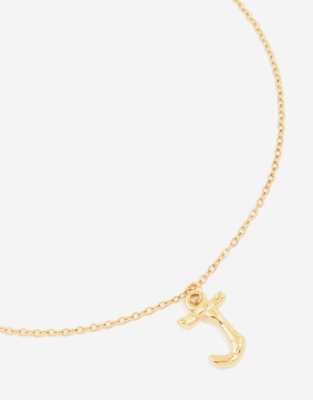 Lovisa - Waterproof Gold Plated Stainless Steel Bamboo Letter J Necklace