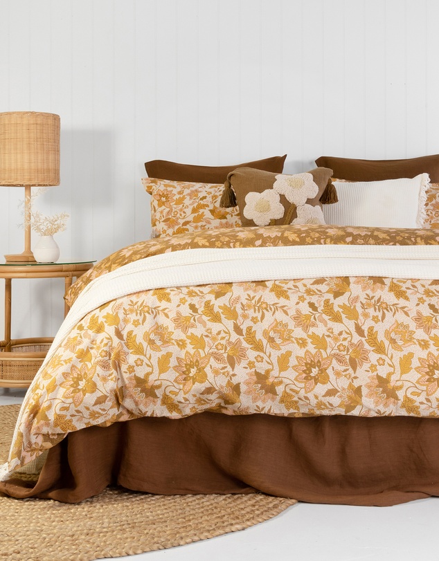 Bambury - Melati Floral Printed Cotton Quilt Cover Set - Reversible