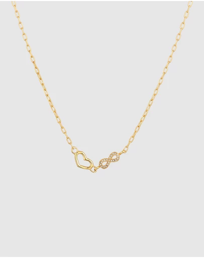 Elli Jewelry - Necklace Crystal Dainty Heart 925 Sterling Silver Gold-Plated