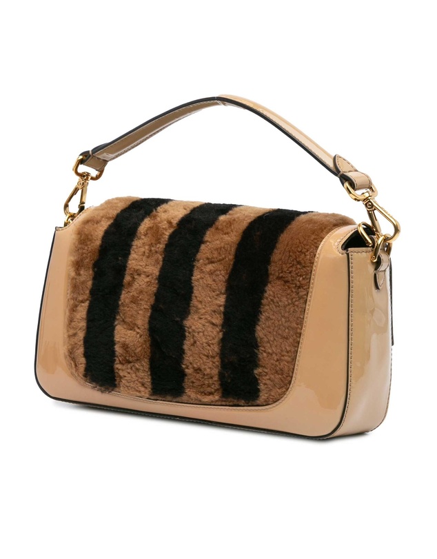 Pre-Loved by Azura Reborn - Pre-Loved fendi Shearling Detail Patent Leather Handbag
