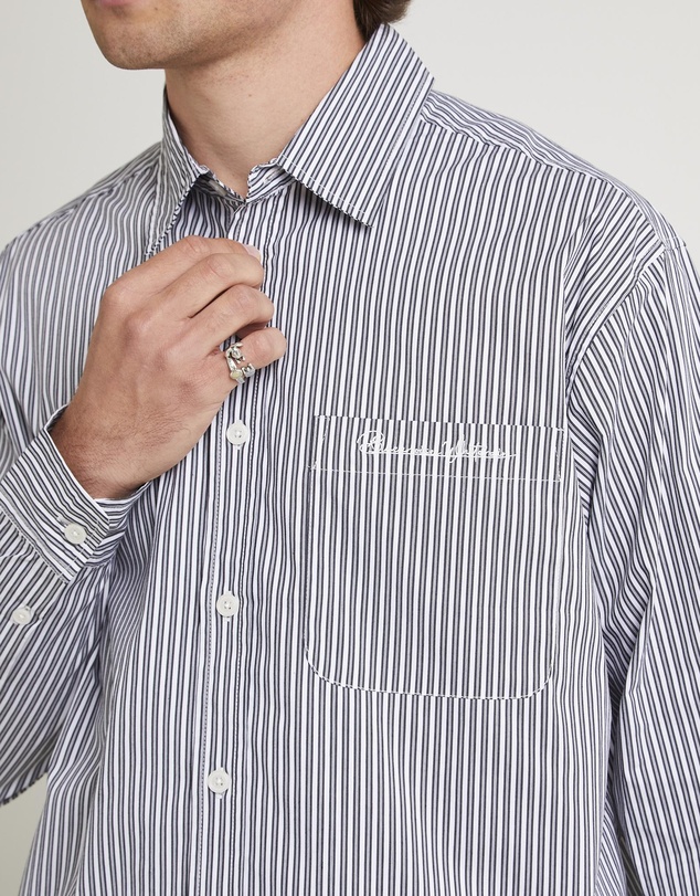 Black Noise White Rain - Miami Striped Long Sleeve Shirt