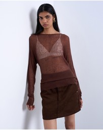 TOPSHOP - Knitted Sheer Cinch Waist Top
