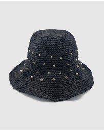 Miz Casa and Co - Monaco Pearl Foldable Raffia Weave Sun Hat