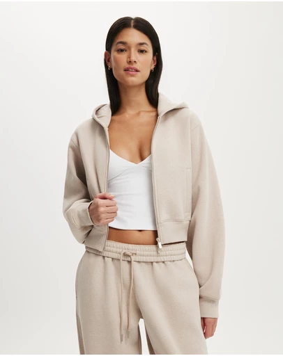 Cotton On Body Active - Plush Relaxed Zip Through Hoodie