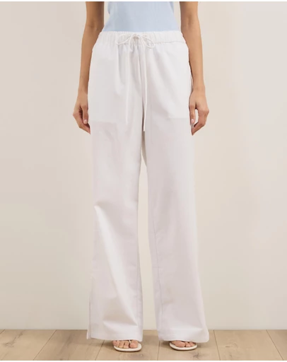 Atmos&Here - Celina Linen Blend Pants With Updated Waistband Detail
