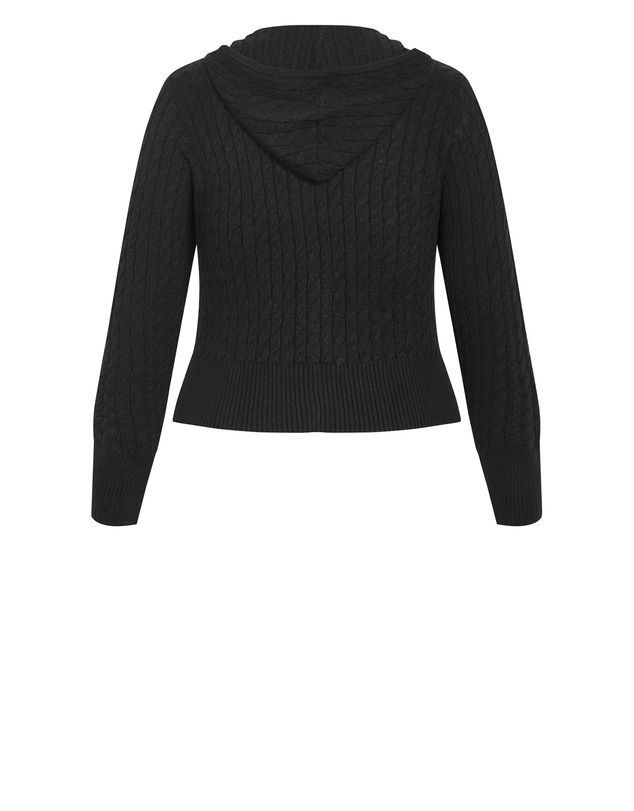 City Chic - Kayla Hooded Zip Through Knit Cardigan