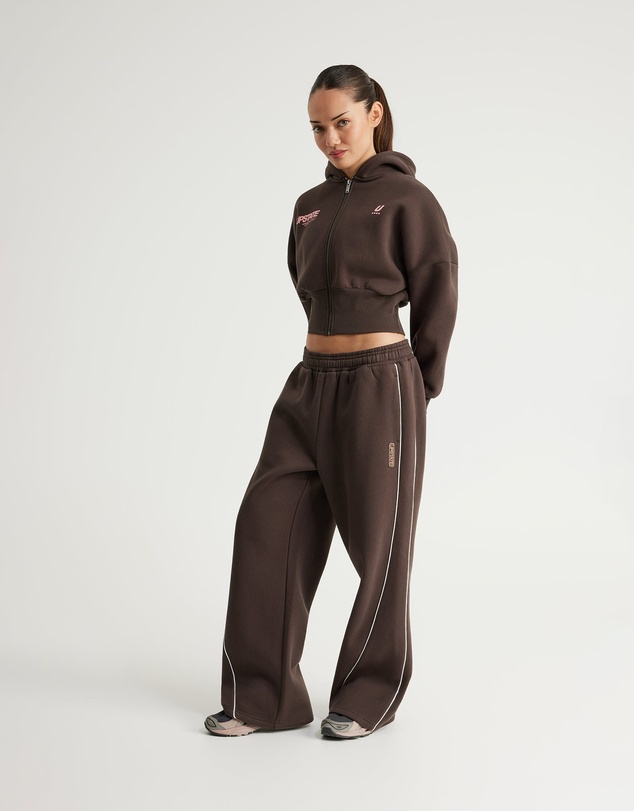 Upstate - Cropped Zip Thru Hoodie - Espresso