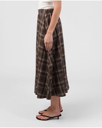 MVN - Plaid Midi Skirt
