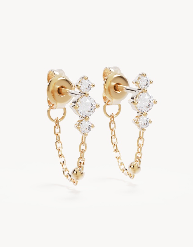 By Charlotte - In the Stars Chain Huggie Earrings