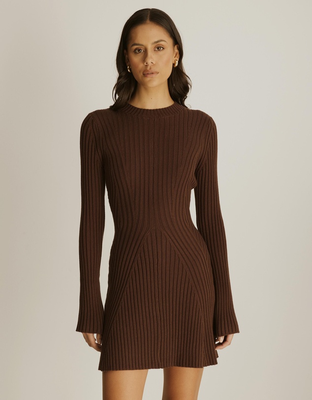 slim fit dress slacks Sleeveless Fit & Flare Sweater Dress Burgundy / Small main image 1