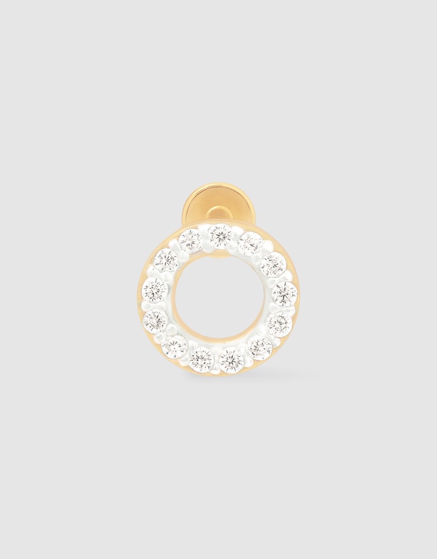 Wanderlust + Co - Alphabet Pave Gold Flat Back Earring - Letter O