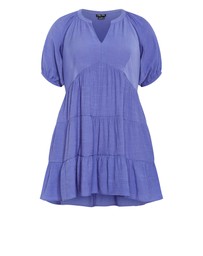 City Chic - Plus size Kara Tiered Mini Dress - amethyst