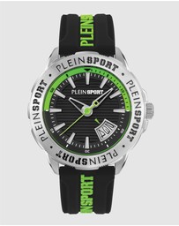 Plein Sport - Plein Rampage 44mm Black dial and Black Green Silicone strap