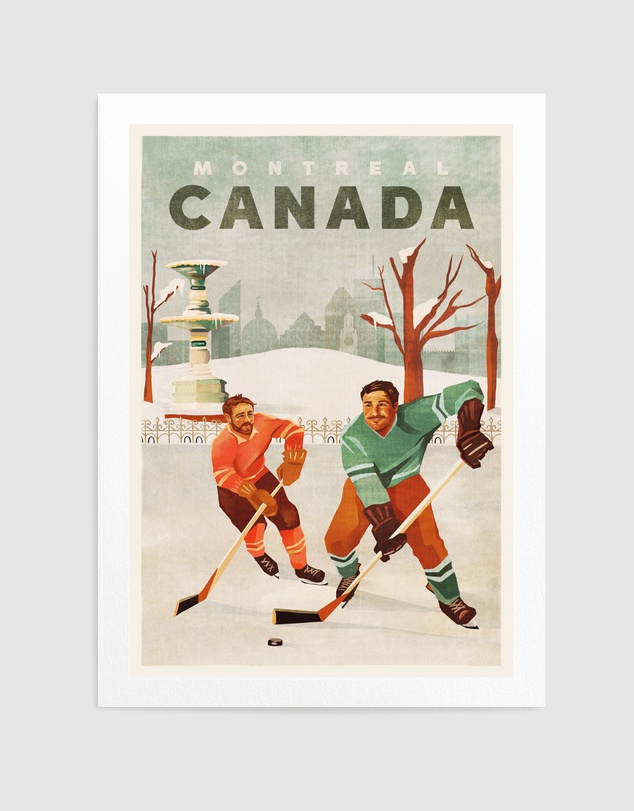 Olive et Oriel - Montreal Canada Pond Hockey Guys by The Whiskey Ginger Art Print