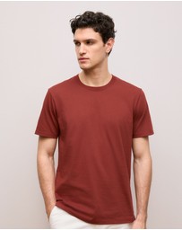 Trenery - Cotton Jersey Crew T-shirt in Deep Red