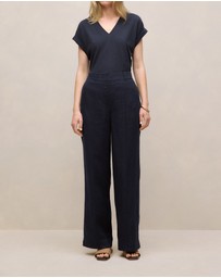 Trenery - Linen Pintucked Pant in Night Sky