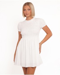Petal & Pup - Emari Puff Sleeve Mini Dress - White