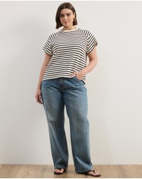 Atmos&Here Curvy - Poppy Cotton Stripe T-Shirt