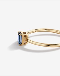 Michael Hill - Pear-Cut White Sapphire and Emerald-Cut London Blue Topaz Toi Et Moi Ring in 10kt Yellow Gold