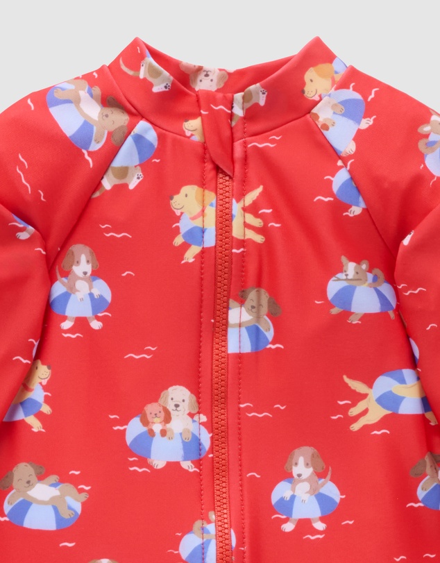 Purebaby - Printed Long Sleeve Rashie Sunsuit- Kids-Babies