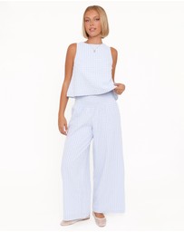 Petal & Pup - Jillian Smocked Pant Set - Blue Gingham